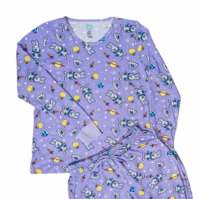 Pijama Glow Buzz Bunny lila mujer manga larga